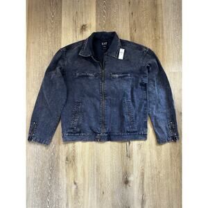 GAP Denim Zip Men’s Jacket Medium Tall NWT Blue Utility Trucker Style